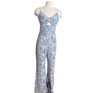 Hutch Blue & White Floral Tie-Front Jumpsuit